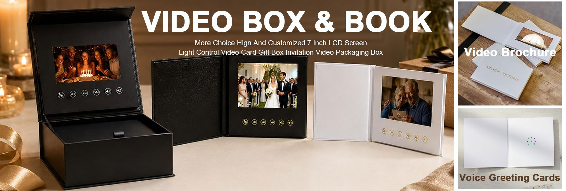 customized LCD Screen Invitation Video Packaging Box
