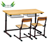 Cheap Wholesale Wooden School Furniture Double Student Desk And Bench with Three Drawers