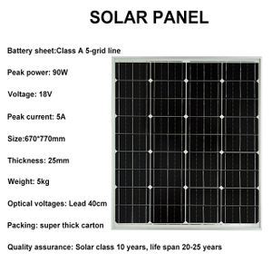 نظام التثبيت الشمسي 90W لوحة الطاقة الشمسية