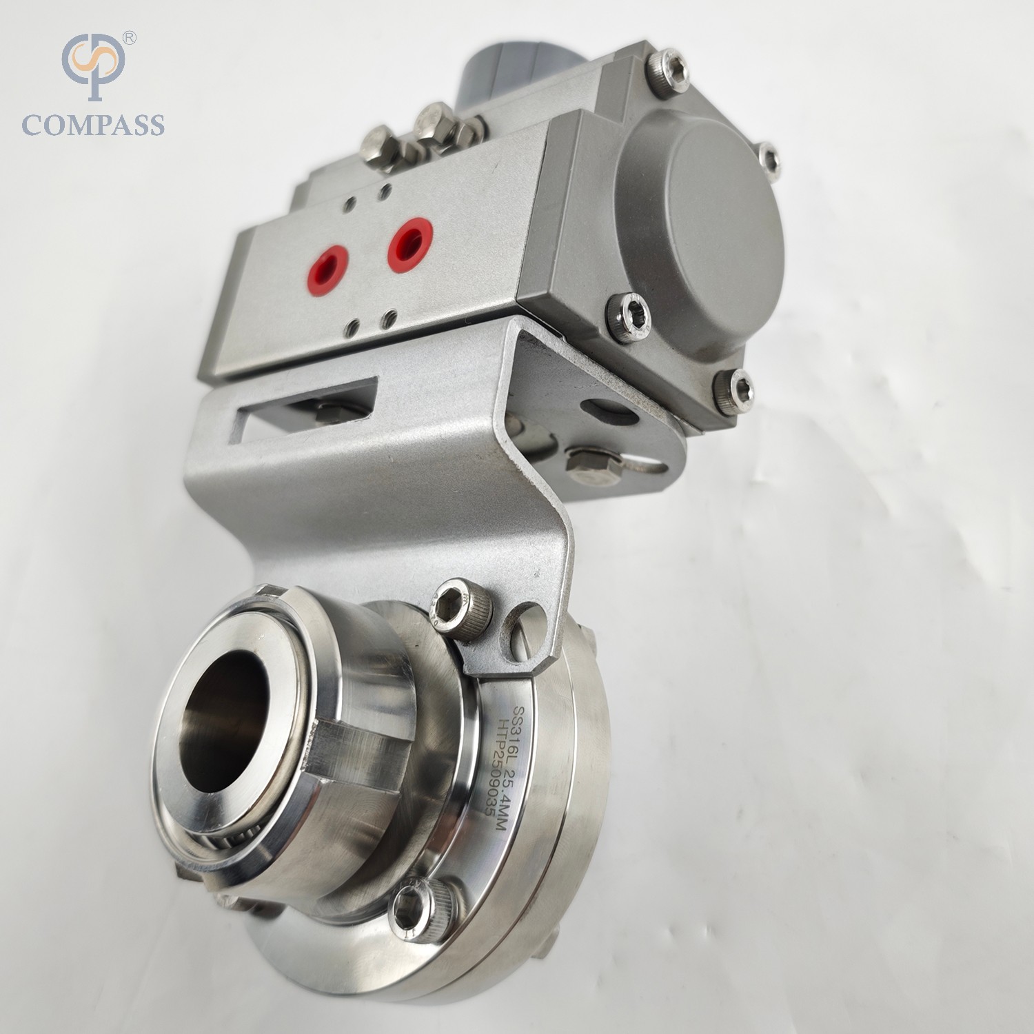 КЛАПАН-БАБОЧКА С ПНЕВМАТИЧЕСКИМ ПРИВОДОМ SS316L ПИЩЕВОЙ SMS МУЖЧИНА/ЖЕНЩИНА С ПНЕВМАТИЧЕСКИМ ПРИВОДОМ