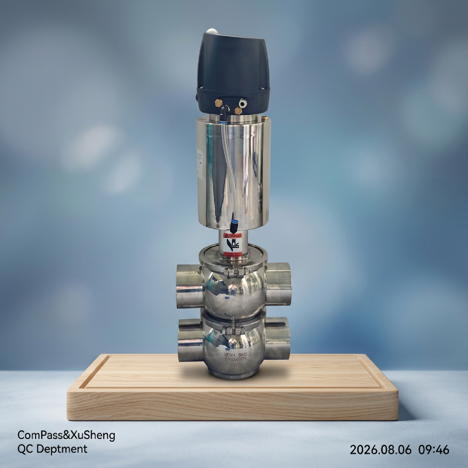 Пневматический привод одностороннего действия SS304 Модель DIN 22A Нормально закрытый пневматический сварочный переключающий клапан DN80 с управляющей головкой 24 В постоянного тока