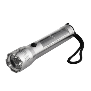 1W LED Solar Rechargeable Flashlight Aluminium with lighting Long Range