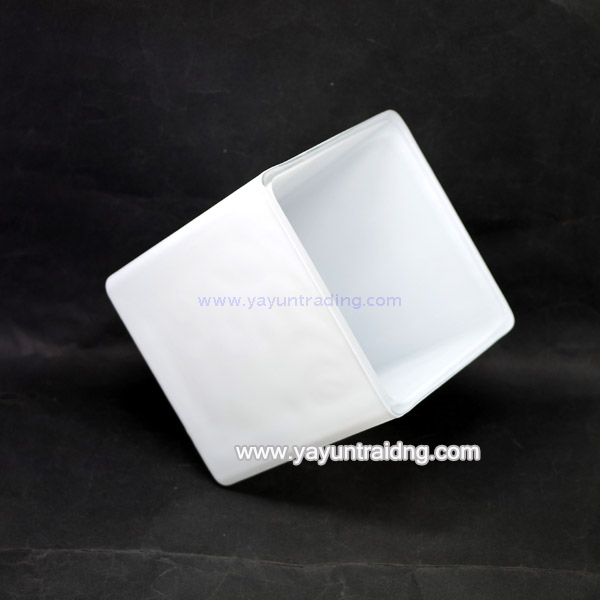 matte white square votive glass candle container with wood lid