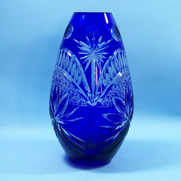 Cobalt blue decorative artificial flower glass vases