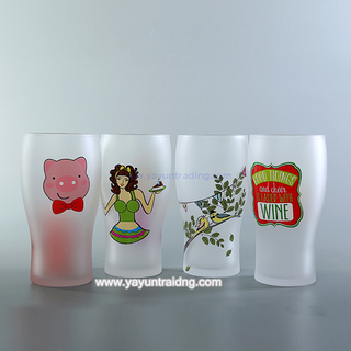 yayun 2019 trendy sandblasted drinking glass tumbler with decal logo