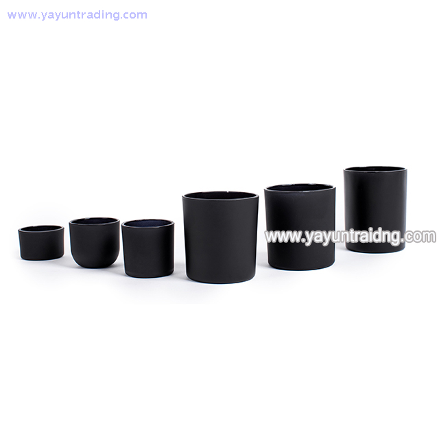 Wholesale Home Decoration Frosted Black Series Glass Candle Jar 