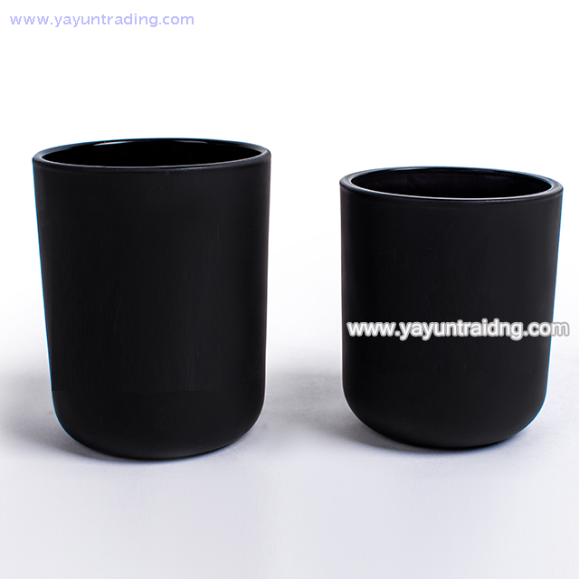 Wholesale Home Decoration Frosted Black Series Glass Candle Jar 
