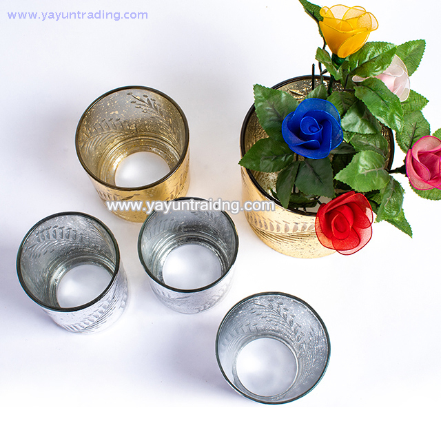 Luxury Electroplated Silver Glass Candle Jar 