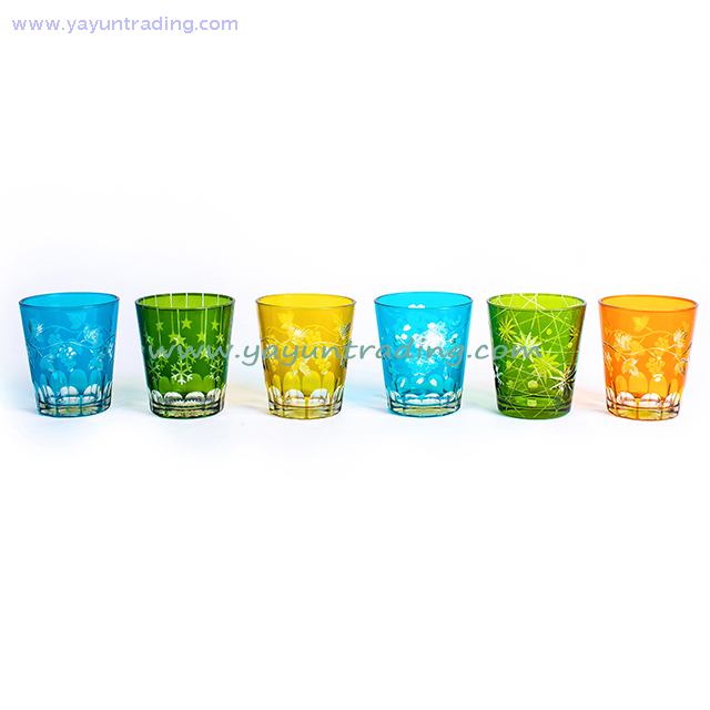 Hand-cutting Lead Free Colorful Glass Cup for Drinking Water