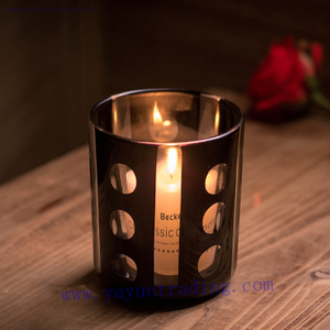  matte black eco friendly hand cut dot recycled glass candle jar