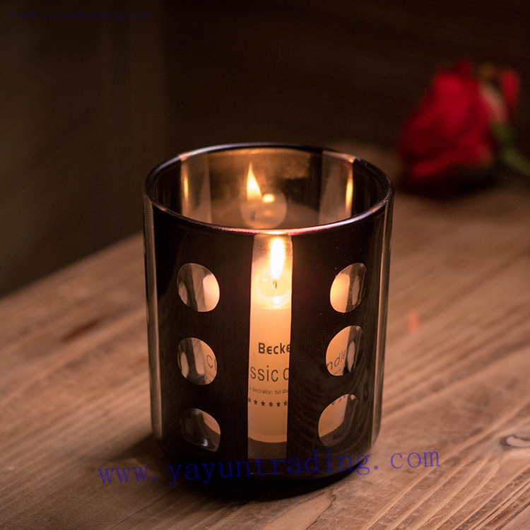  matte black eco friendly hand cut dot recycled glass candle jar