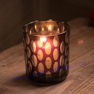 hand cut curved bottom glass candle holder with purple color