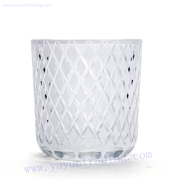 hand carved traditional China made amber glass candle jar