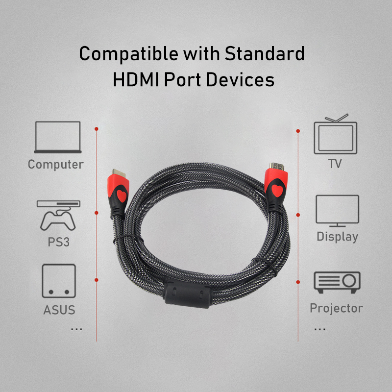 1080P Nylon Braid HDMI 1.4 Cable Soporte 3D, 4K