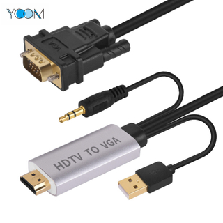 Cable HDMI a VGA con cable USB y cable de audio