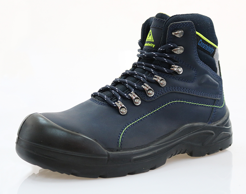 Blue cow split nubuck leather safety boots for men