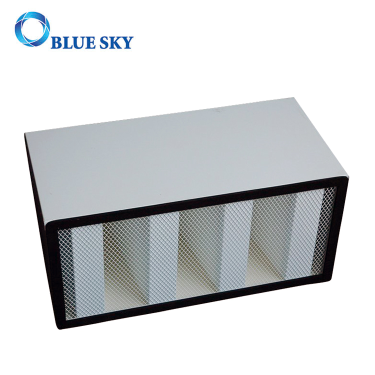白色铝框架V-Bank H13 HVAC HEPA过滤器，用于加热通风和空调