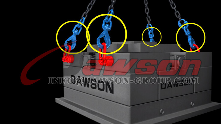 Aplicaci&oacute;n del gancho autoblocante giratorio especial Dawson Grado 100 con pestillo de agarre para eslingas de cadena - Fabricante de China