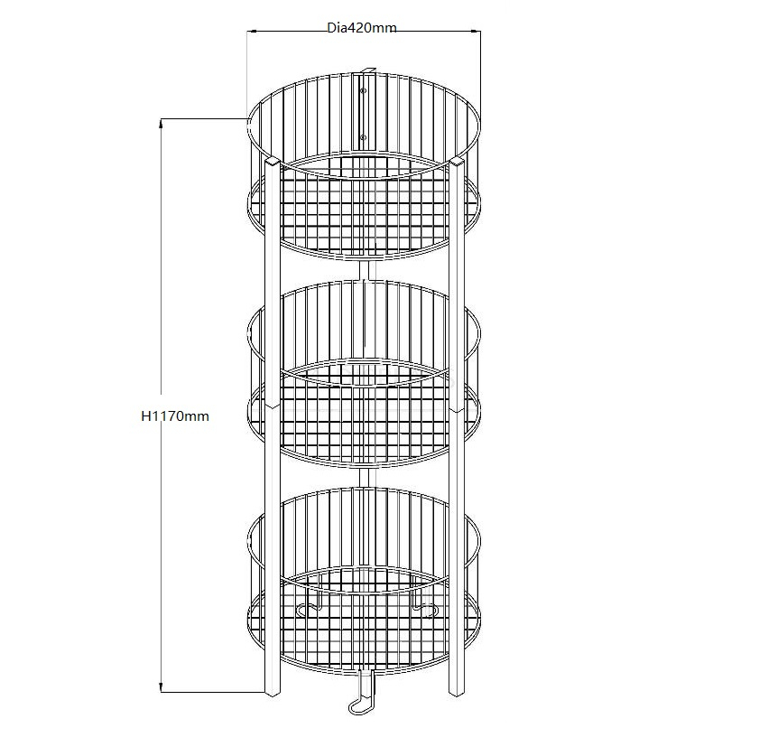 3 Tier Wire Dump Bin Round Display Rack WR003