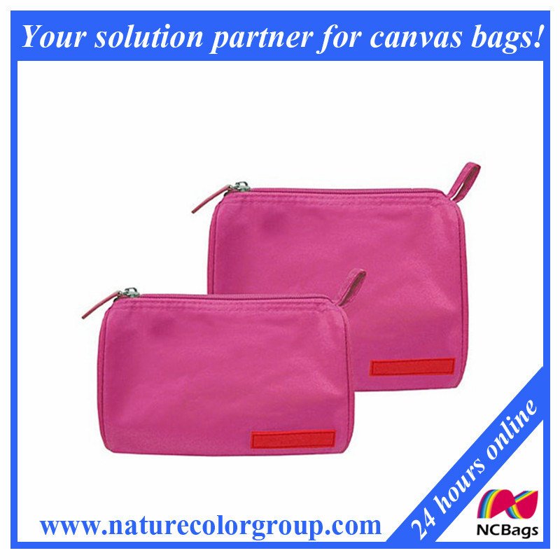 Pink Nylon Make up Bag Cosmetic Bag Set
