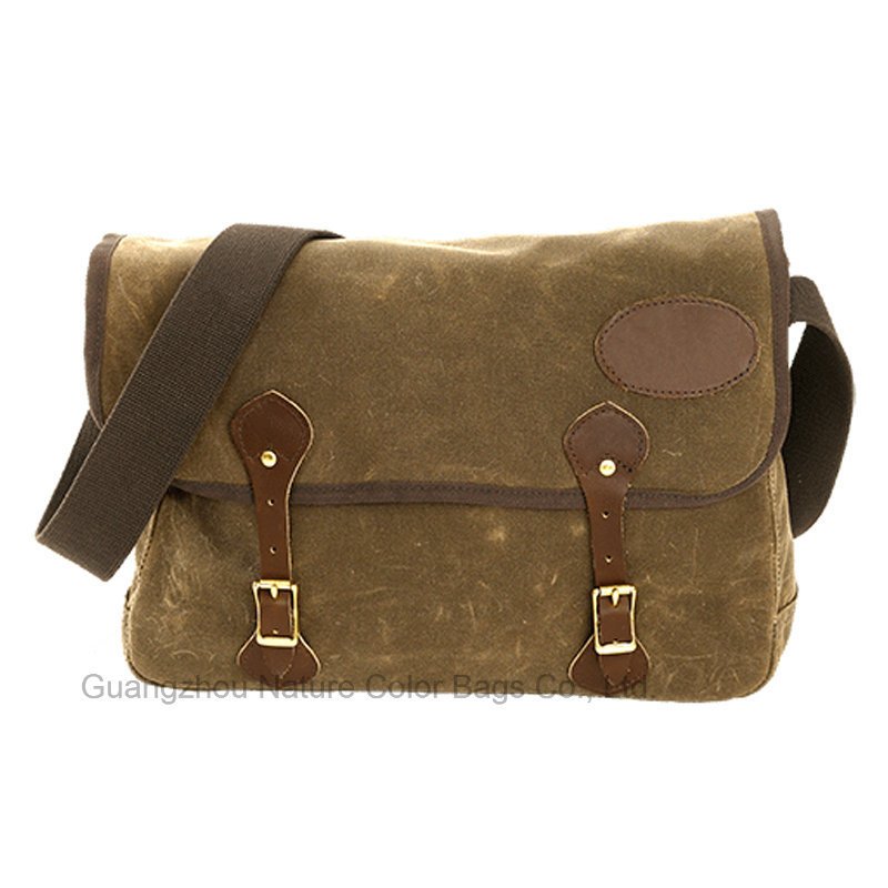 Mens Funtional Waxed Canvas Travel Messenger Bag for Trips