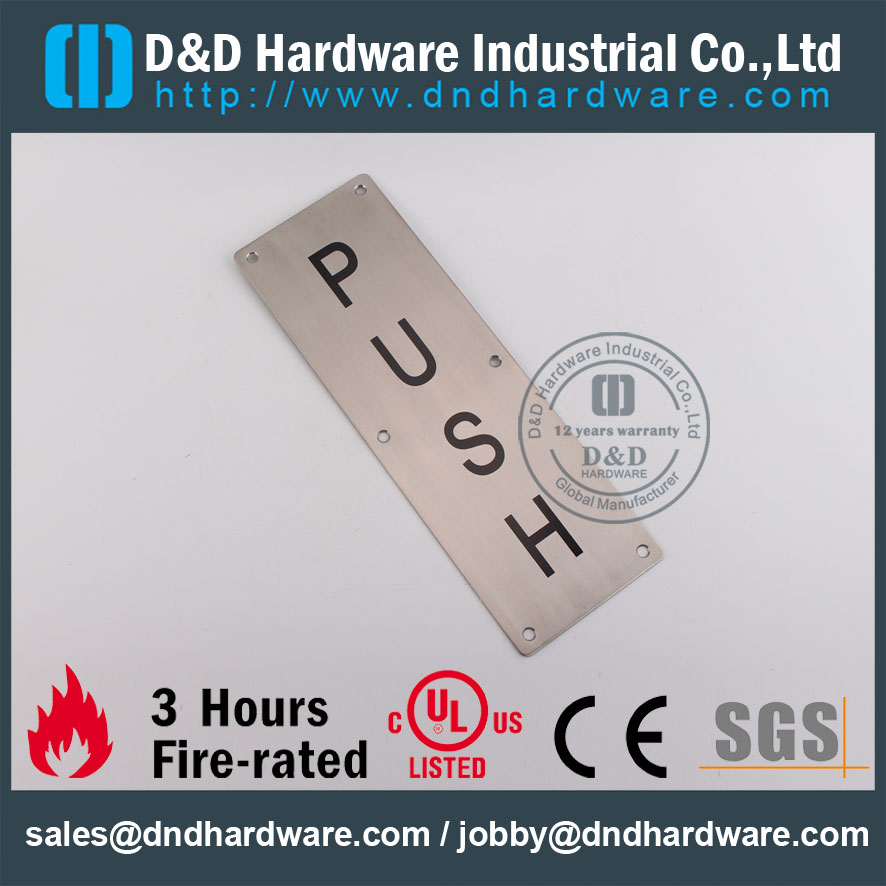 Stainless Steel 304 PUSH Plate 100x300mm untuk Exterior Wooden Doors –DDSP004