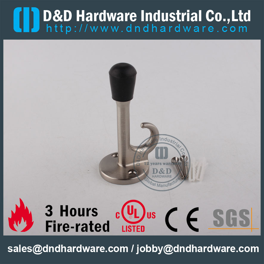 Micrófono de aleación de zinc tipo tapón de puerta montado en la pared con gancho para Metal Door-DDDS020