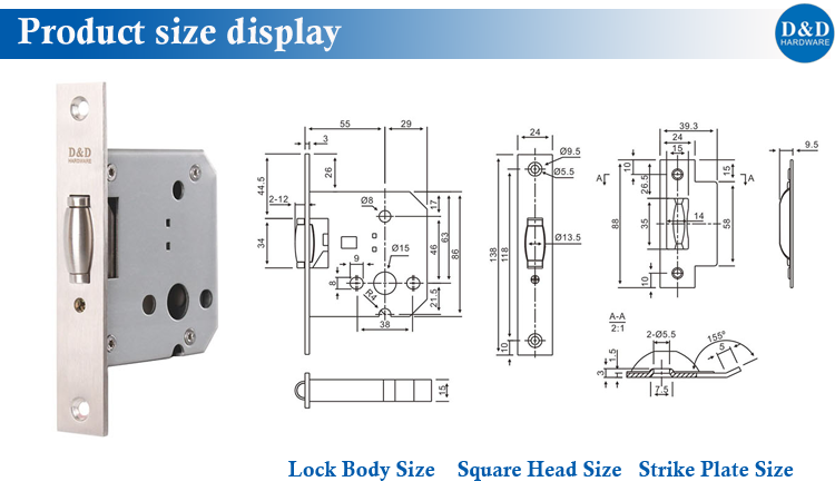 Tamaño del producto Display-D y D Hardware