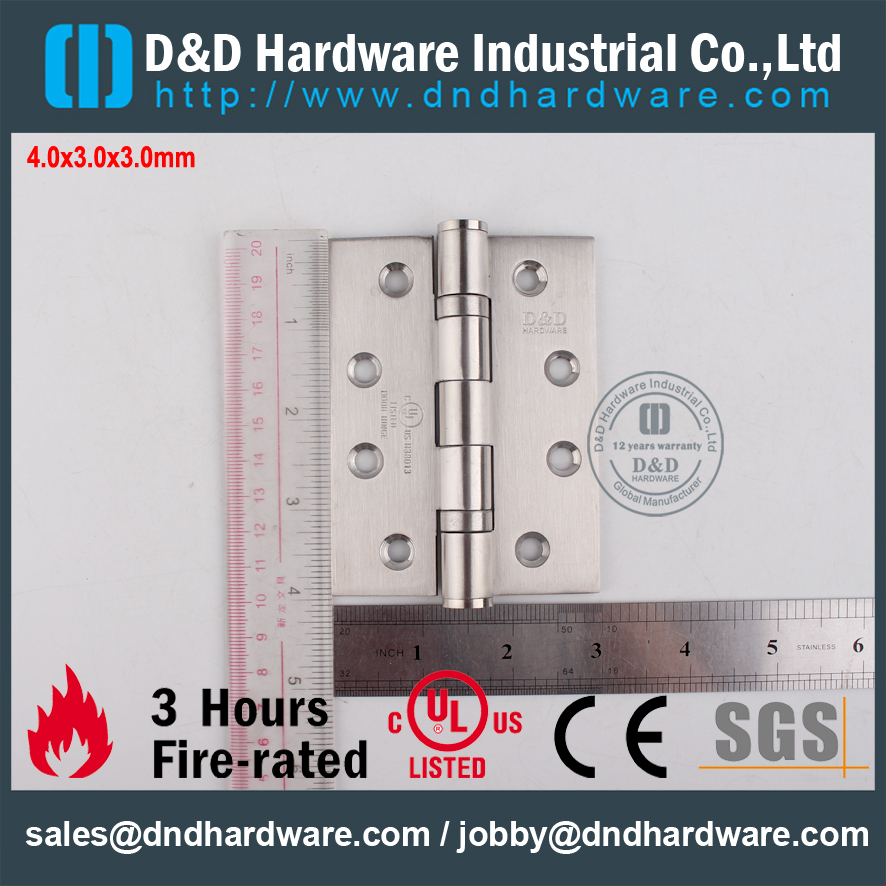 SS304 com classificação de fogo UL 2BB dobradiça-DDSS001-FR-4x3x3,0mm