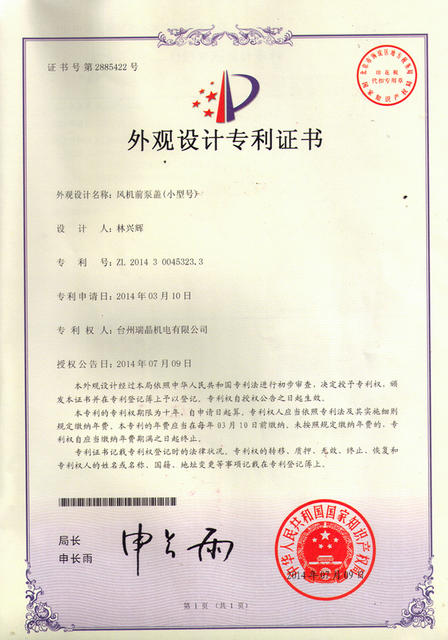 Certificado de patente de diseño - 1