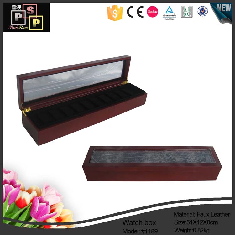 wooden material brown color Display Glass Top high quality watch box