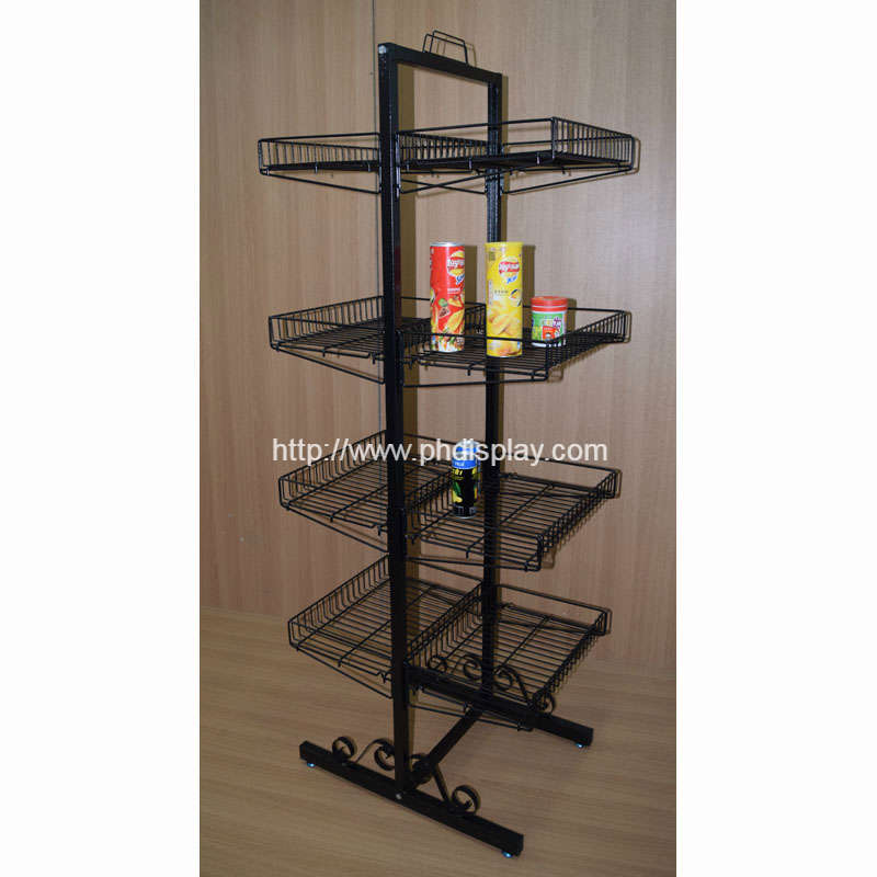 double faces 4 tiers steel display shelf (PHY3014)