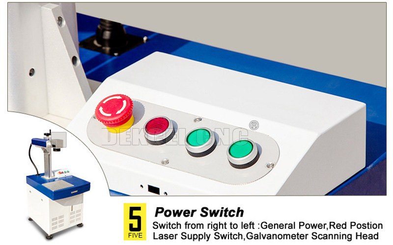 interruptor de la m&aacute;quina de la marca del laser del metal de la fibra