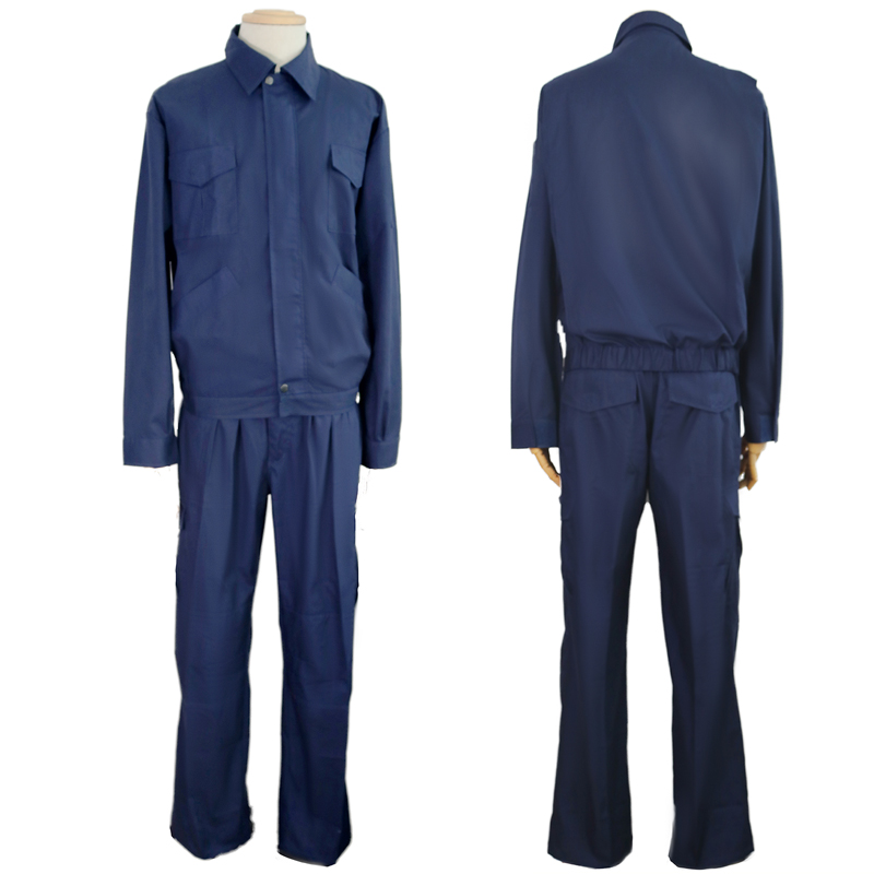 190 Grams Polyester Navy Blue Two Pieces Safety Work Wear Adult Cheap Work Suit 