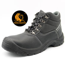 Black Leather Construction Site Safety Shoes Steel Toe Cap