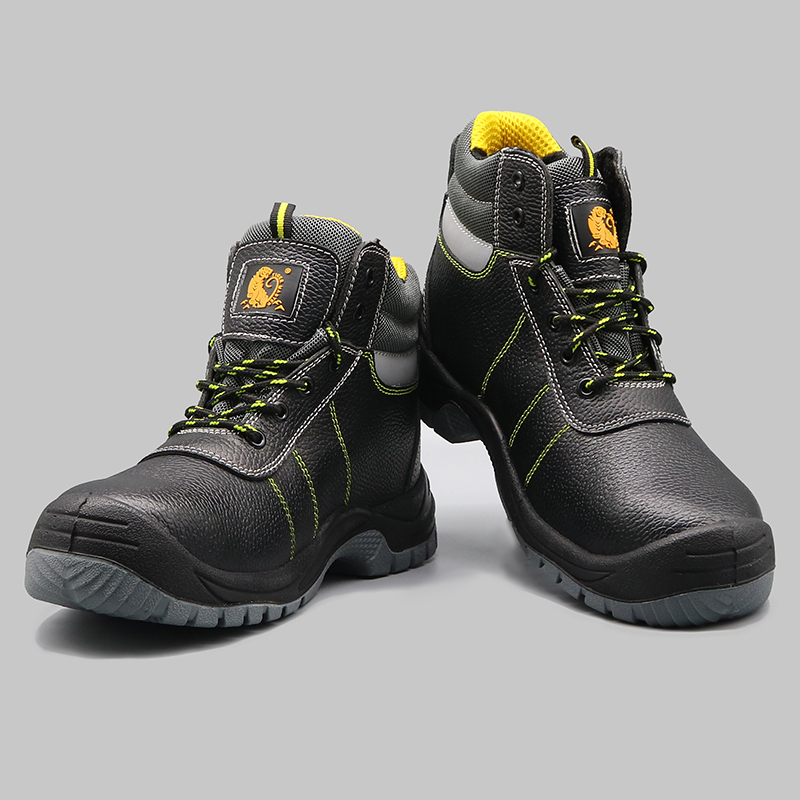 Hot Sales Black Leather Puncture Proof Safety Shoes Boots Steel Toecap