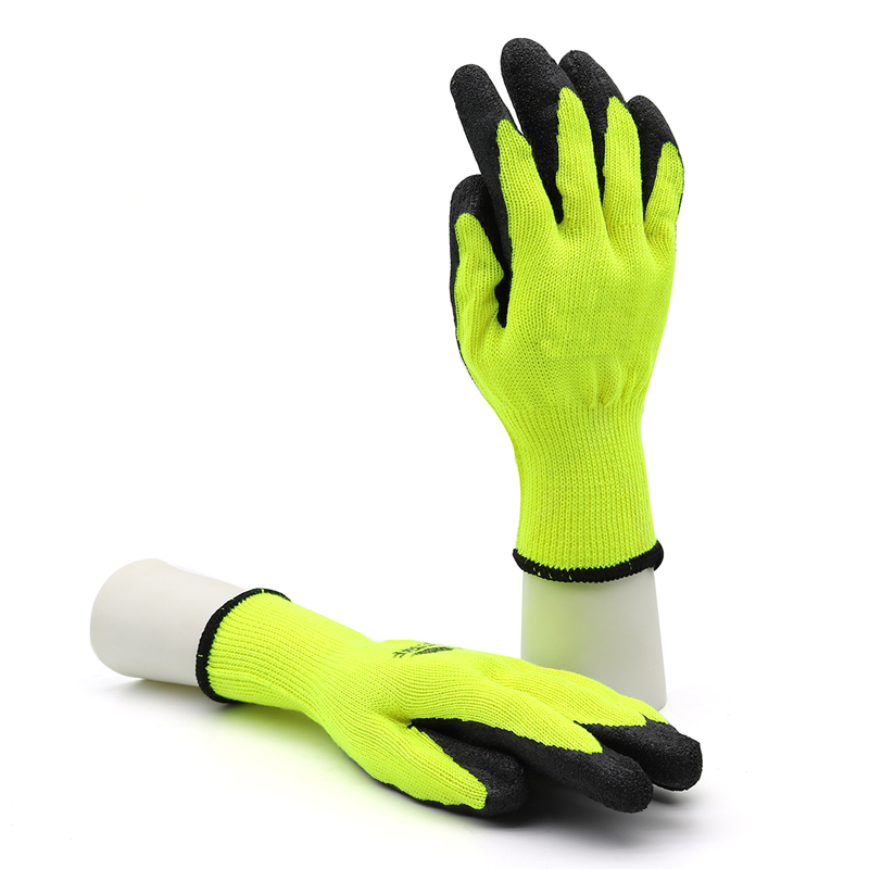 Anti Slip Oil Resistant Poly-cotton Liner Black Latex Safety Gloves To Work