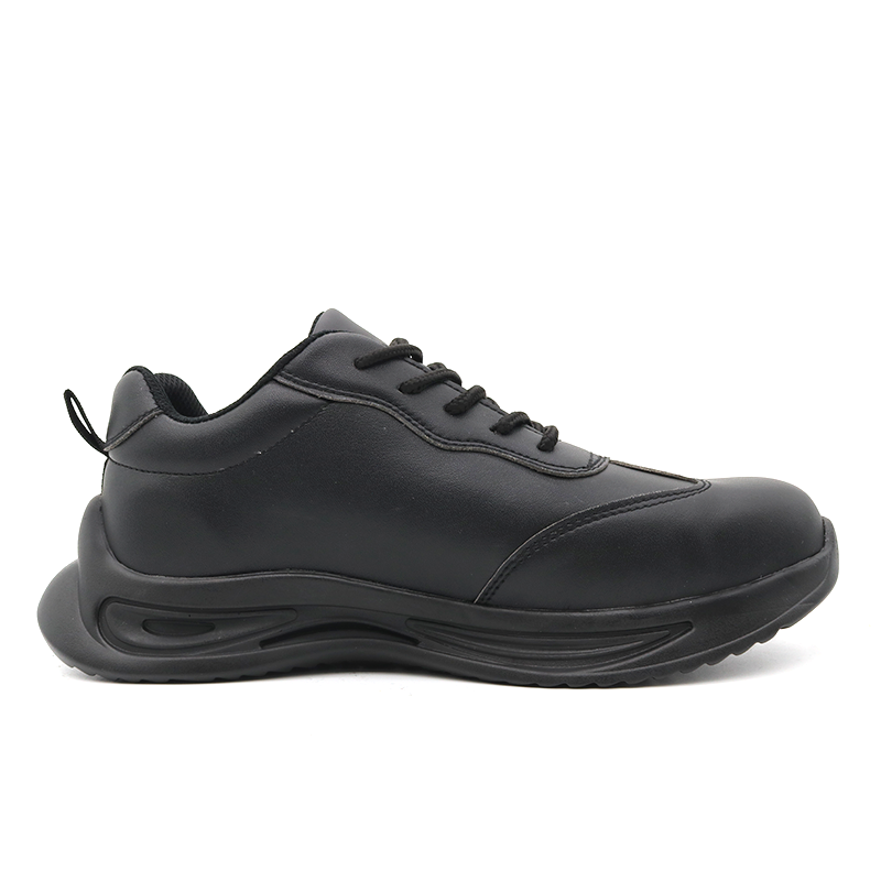 Black Microfiber Leather Industrial Safety Shoes with Steel Toe Cap
