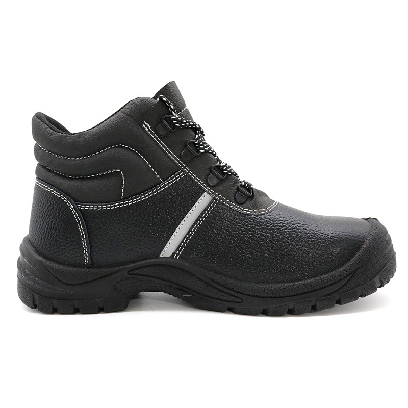 Black Sturdy Leather Steel Toe Safety Shoes for Construction