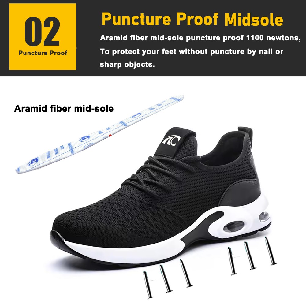 Air Cushioned Steel Toe Sport Safety Shoes for Men