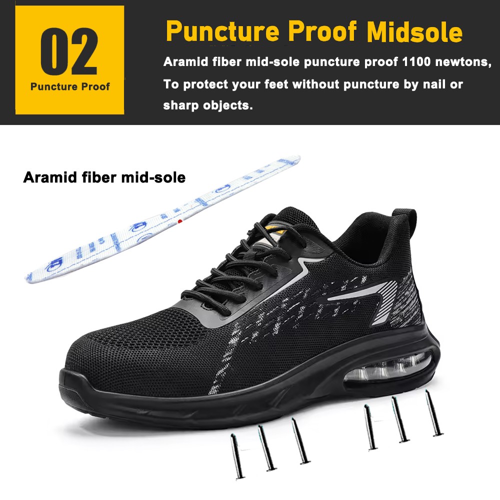 Shock Absorber Steel Toe Puncture Proof Safety Shoes Breathable