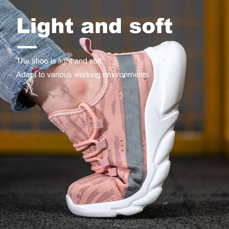 Steel Toe Anti Puncture Pink Safety Shoes for Women