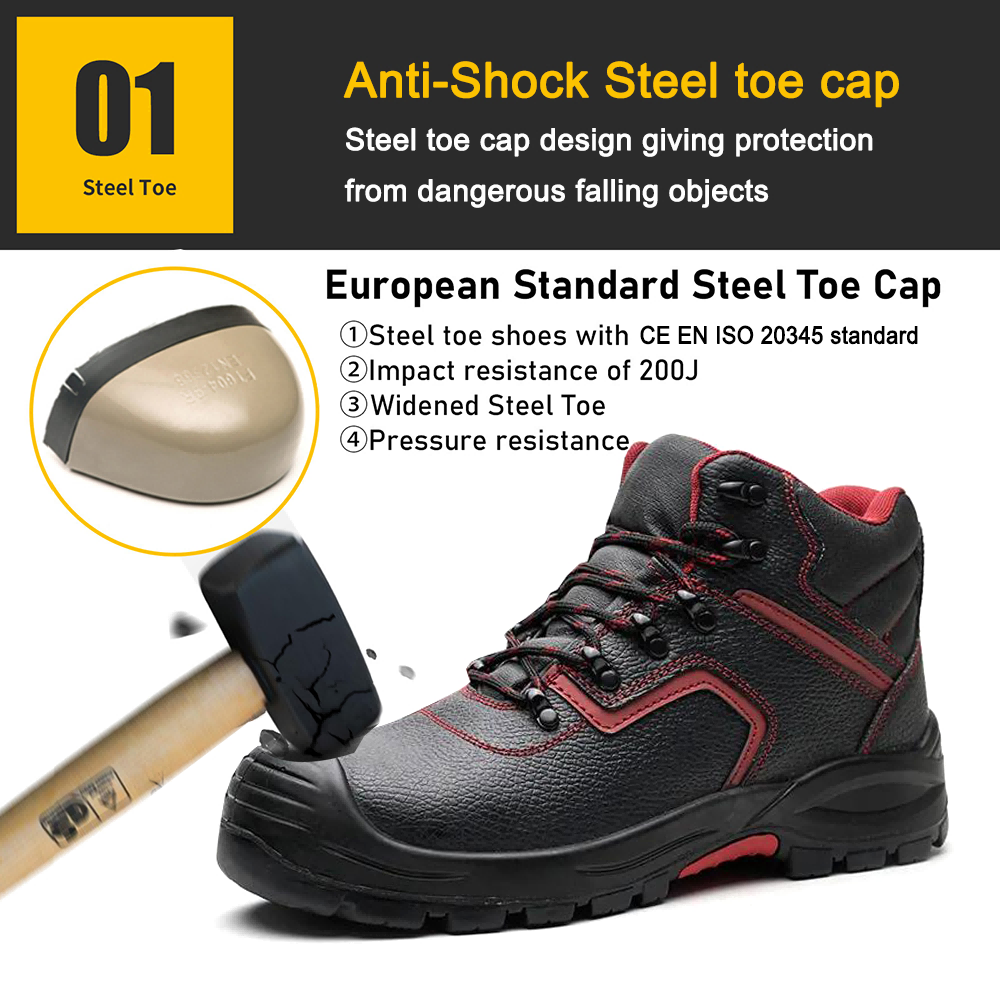 Steel Toe Prevent Puncture Safety Boots Rubber Sole