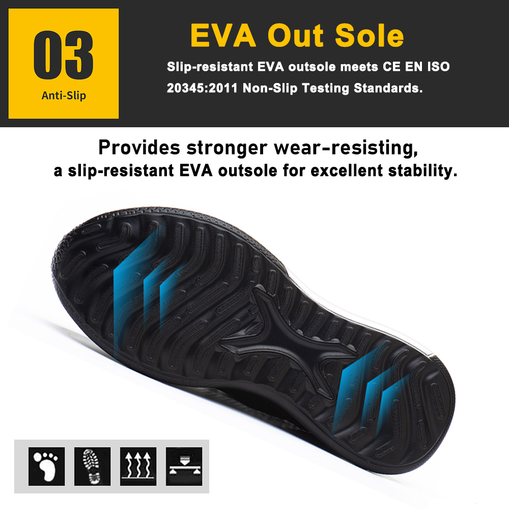 Soft EVA Sole Light Weight Casual Sports Safety Shoes for Men Steel Toe