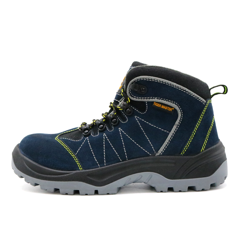 Fiberglass Toe Puncture Proof Anti Slip Suede Leather Safety Shoes 