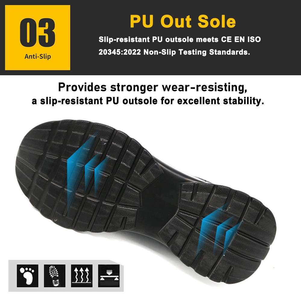 Anti Slip PU Sole Sport Work Safety Shoes with Steel Toe