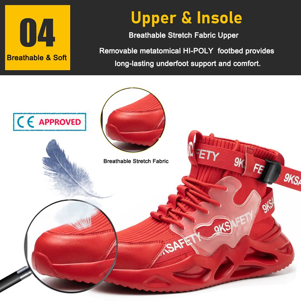 Red Anti Slip Steel Toe Fashion Sports Safety Shoes for Women