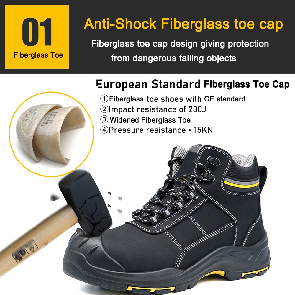 Nubuck Leather Fiberglass Toe Safety Shoes for Oil Industrial