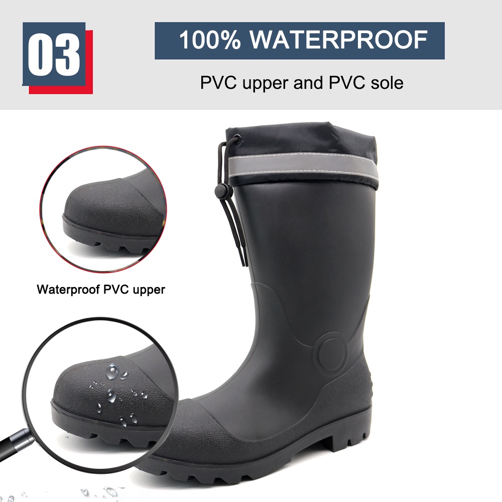 Waterproof Steel Toe PVC Safety Boots with PU Collar