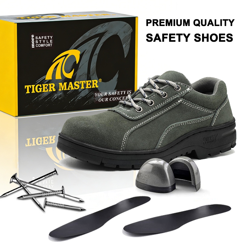 Steel Toe Green Suede Safety Shoes Anti-slip Rubber Sole